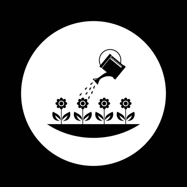 Fekete-fehér kerti ikon — Stock Vector