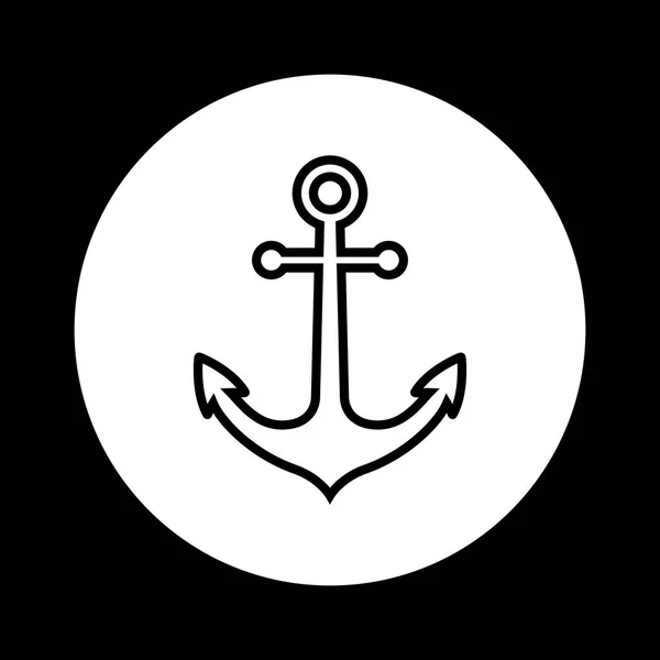 Icono de ancla en blanco y negro — Vector de stock