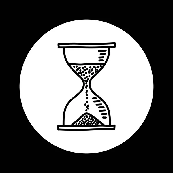 Icono de reloj de arena blanco y negro — Archivo Imágenes Vectoriales