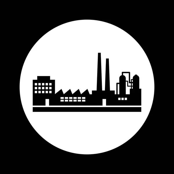 Icône usine noir et blanc — Image vectorielle