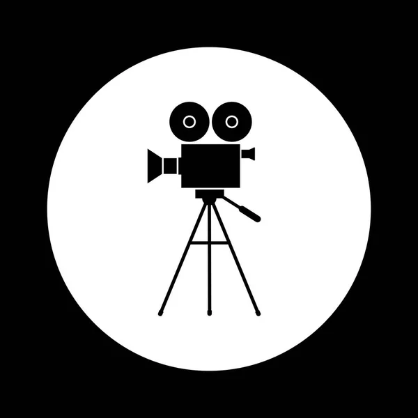 Icono de cámara de película en blanco y negro — Vector de stock