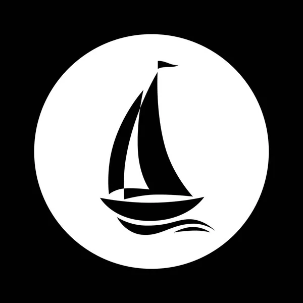 Ícone de veleiro preto e branco — Vetor de Stock