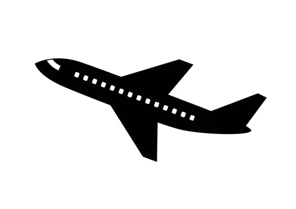 Иконка черного самолета на белом фоне — стоковый вектор