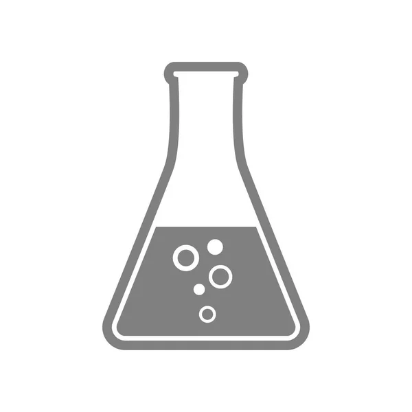 Icono de cristal gris de laboratorio sobre fondo blanco — Vector de stock