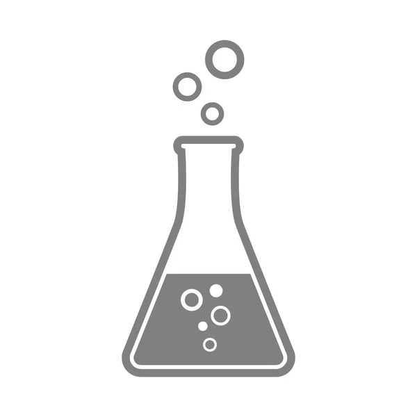 Grijze laboratorium glas pictogram op witte achtergrond — Stockvector