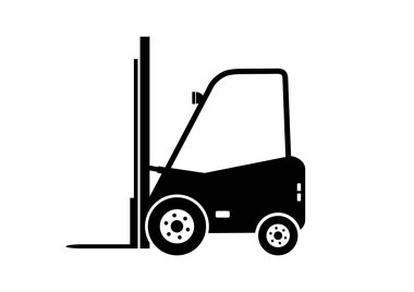 Beyaz arka planda siyah forklift kamyon simgesi      