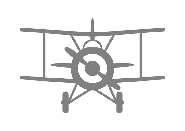Grijze vliegtuigen pictogram op witte achtergrond — Stockvector