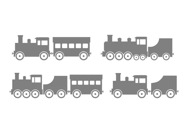 Ícones de trem cinza no fundo branco —  Vetores de Stock