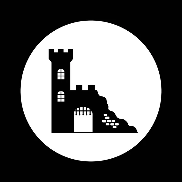 Ruinas de castillo blanco y negro — Vector de stock