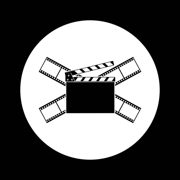 Icono de cine en blanco y negro — Vector de stock