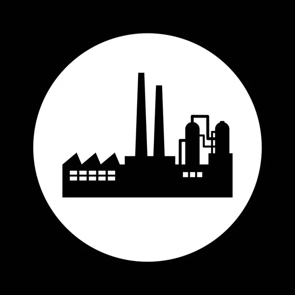 Siyah ve beyaz fabrika simgesi — Stok Vektör