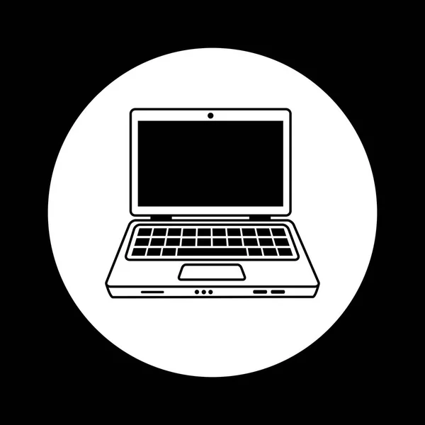 Black and white laptop icon — Stock Vector