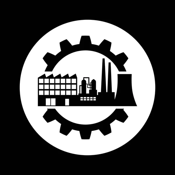 Icono industrial en blanco y negro — Archivo Imágenes Vectoriales