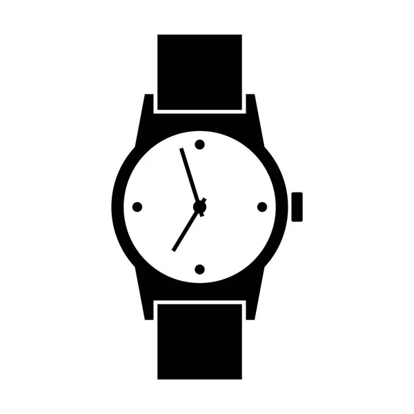 Icona orologio da polso nero su sfondo bianco — Vettoriale Stock