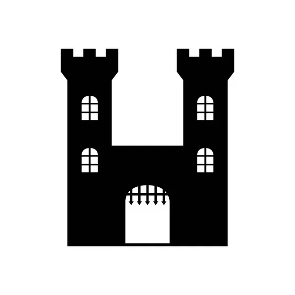 Zwarte kasteel pictogram op witte achtergrond — Stockvector