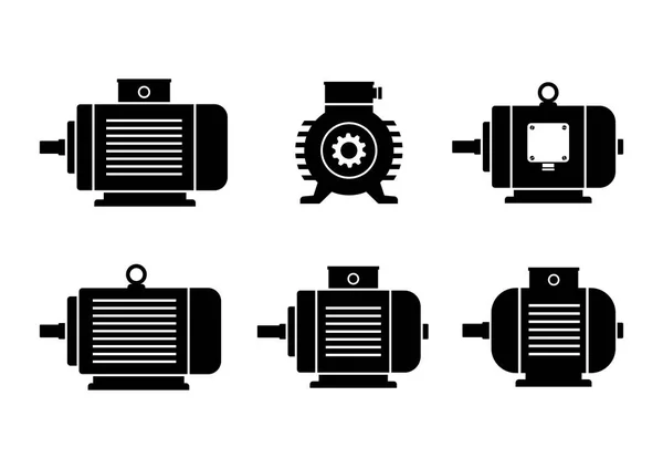 Schwarze Elektromotor-Symbole auf weißem Hintergrund — Stockvektor