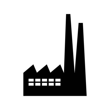 Beyaz arka planda siyah fabrika vektör simgesi