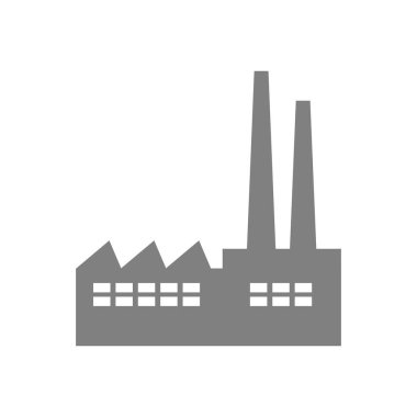 Beyaz arka plan gri fabrika vektör simgesine