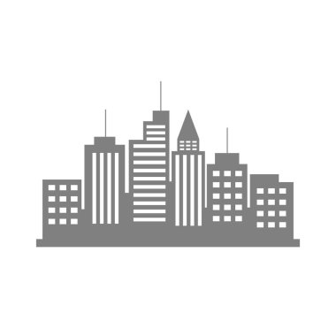 Beyaz arka planda gri şehir simgesi  