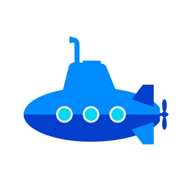 Beyaz zemin üzerine mavi denizaltı vektör simgesi   