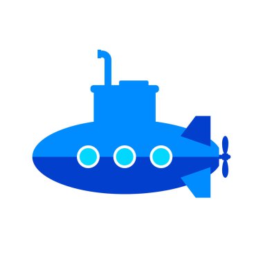 Beyaz zemin üzerine mavi denizaltı vektör simgesi   