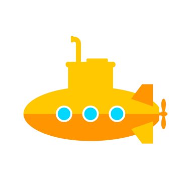 Beyaz zemin üzerine sarı denizaltı vektör simgesi      