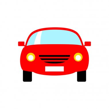 Beyaz zemin üzerine kırmızı araba vektör simgesi