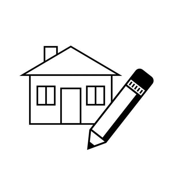 Icona della casa nera su sfondo bianco — Vettoriale Stock