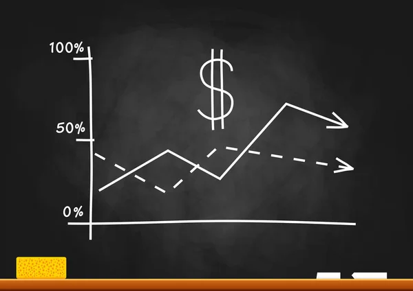 Graph drawing on blackboard — Stock Vector