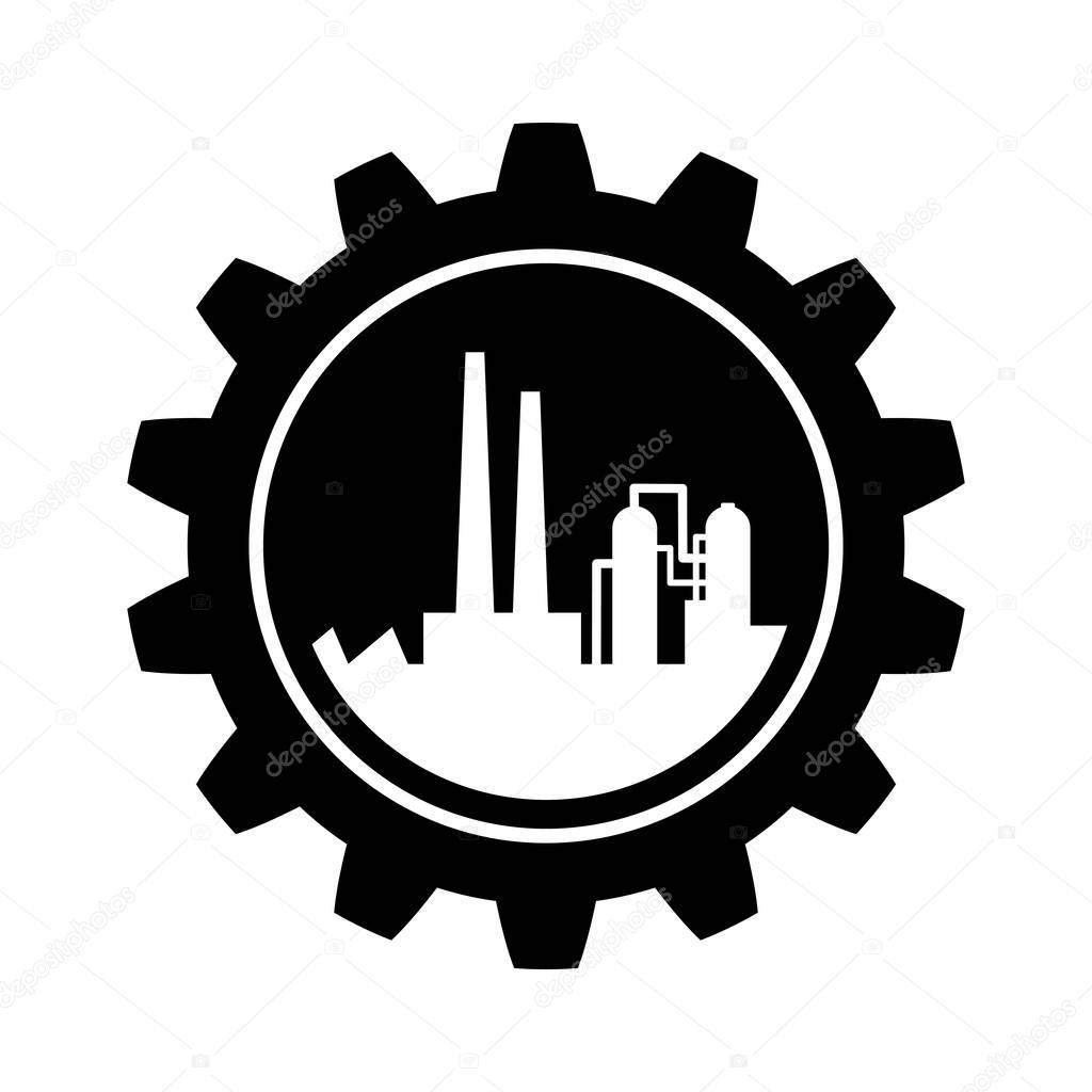 Black and white industrial icon on white background    