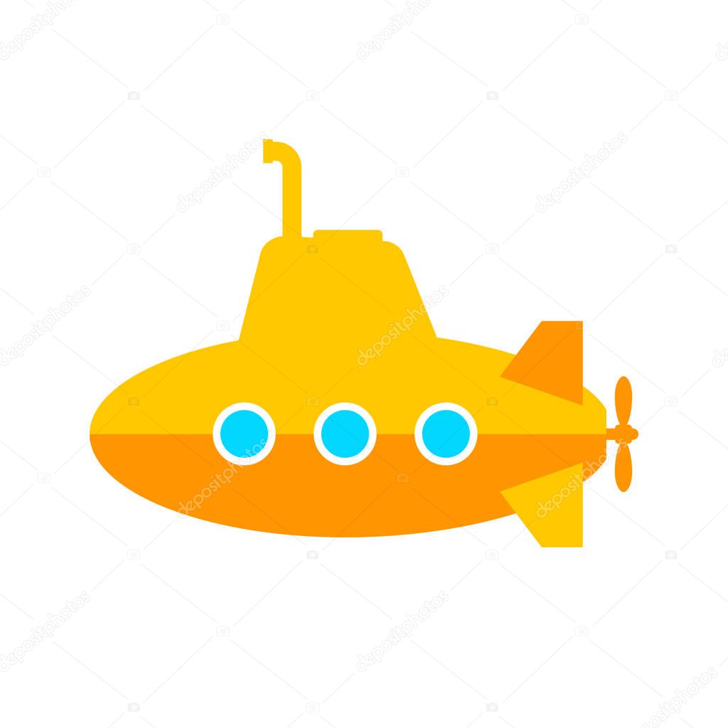 Yellow submarine vector icon on white background      