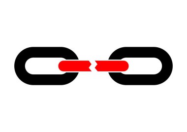  Beyaz arka planda kırık zincir  