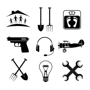 Beyaz arka plan üzerinde siyah Icons set
