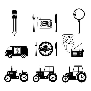 Beyaz arka plan üzerinde siyah Icons set