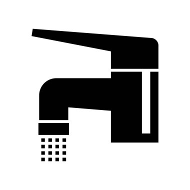 Beyaz arka planda siyah musluk simgesi