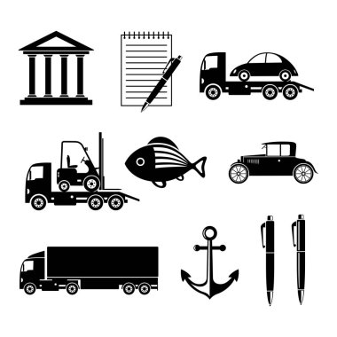 Beyaz arka plan üzerinde siyah Icons set