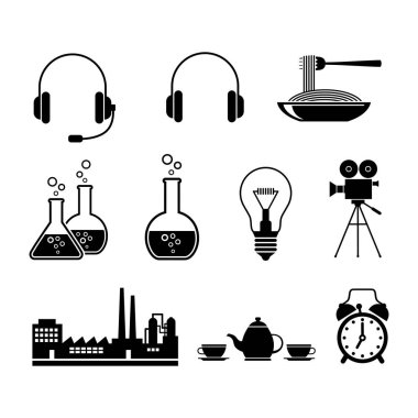 Beyaz arka plan üzerinde siyah Icons set