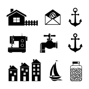 Beyaz arka plan üzerinde siyah Icons set