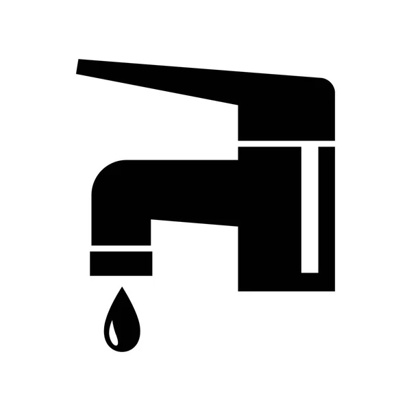 Icona del rubinetto nero su sfondo bianco — Vettoriale Stock