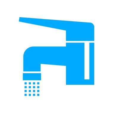 Beyaz zemin üzerine mavi musluk simgesi