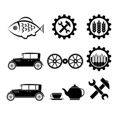 Beyaz arka plan üzerinde siyah Icons set