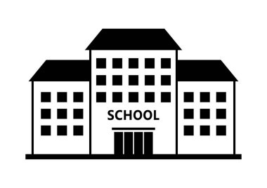 Okul vektör simgesi beyaz zemin üzerine bina izole
