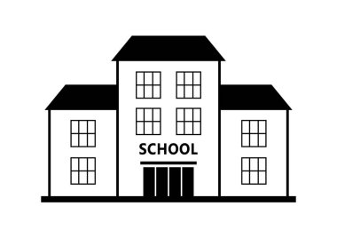 Okul vektör simgesi, beyaz arkaplanda izole edilmiş bina