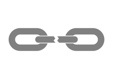  Beyaz arka planda kırık zincir  