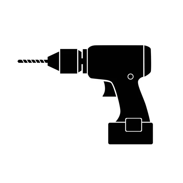 Icône vectorielle perceuse noire — Image vectorielle