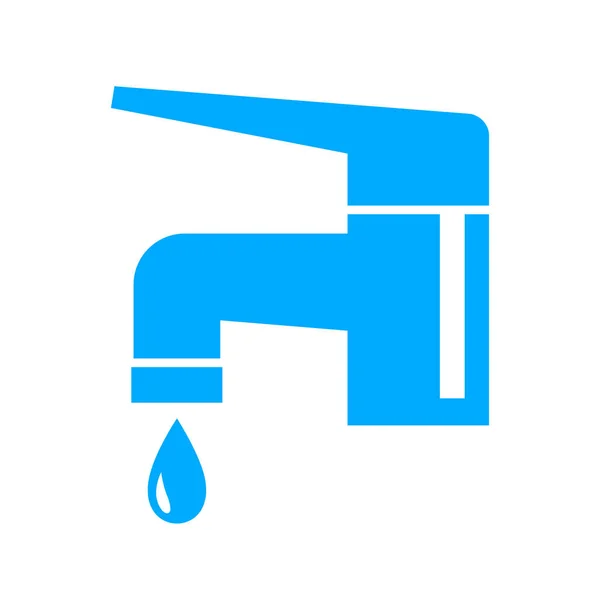 Icona rubinetto blu su sfondo bianco — Vettoriale Stock