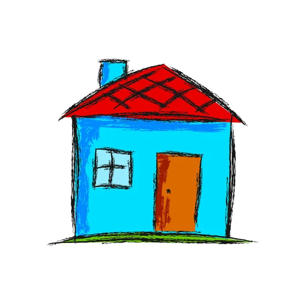 Huis tekening op witte achtergrond — Stockvector