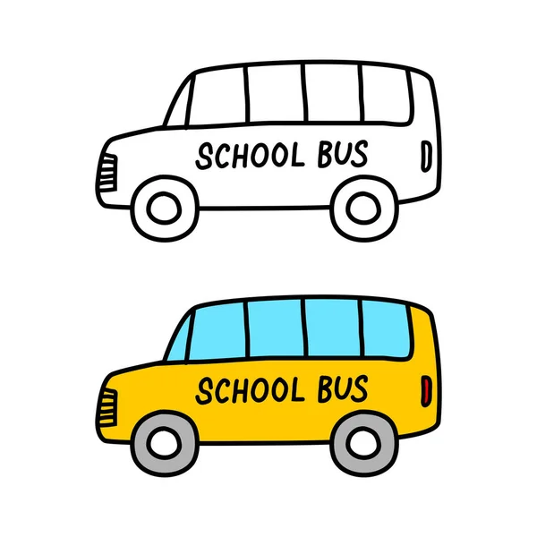Icônes bus scolaires sur fond blanc — Image vectorielle