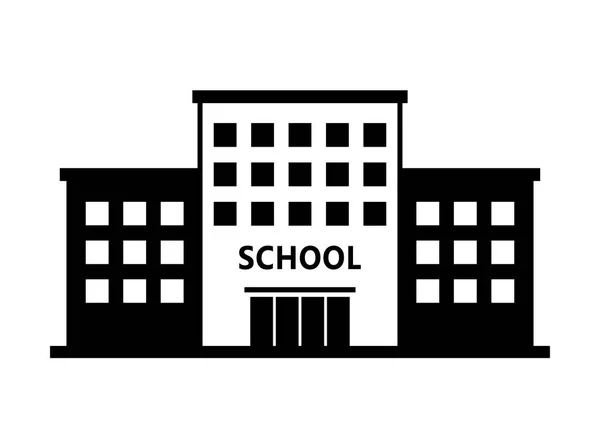 Icono de vector escolar sobre fondo blanco, edificio aislado — Vector de stock