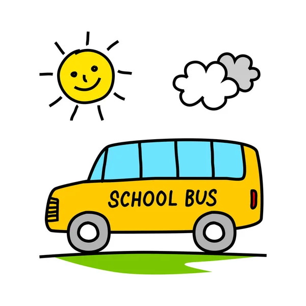 Autobus scolaire dessin sur fond blanc — Image vectorielle